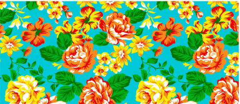 CHITA FLORAL LARANJA/AMARELO FD AZUL 