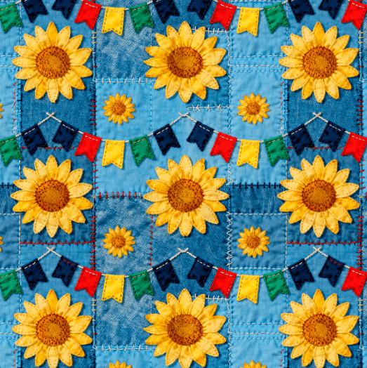 TRICOLINE JUNINO JEANS BANDEIRINHAS