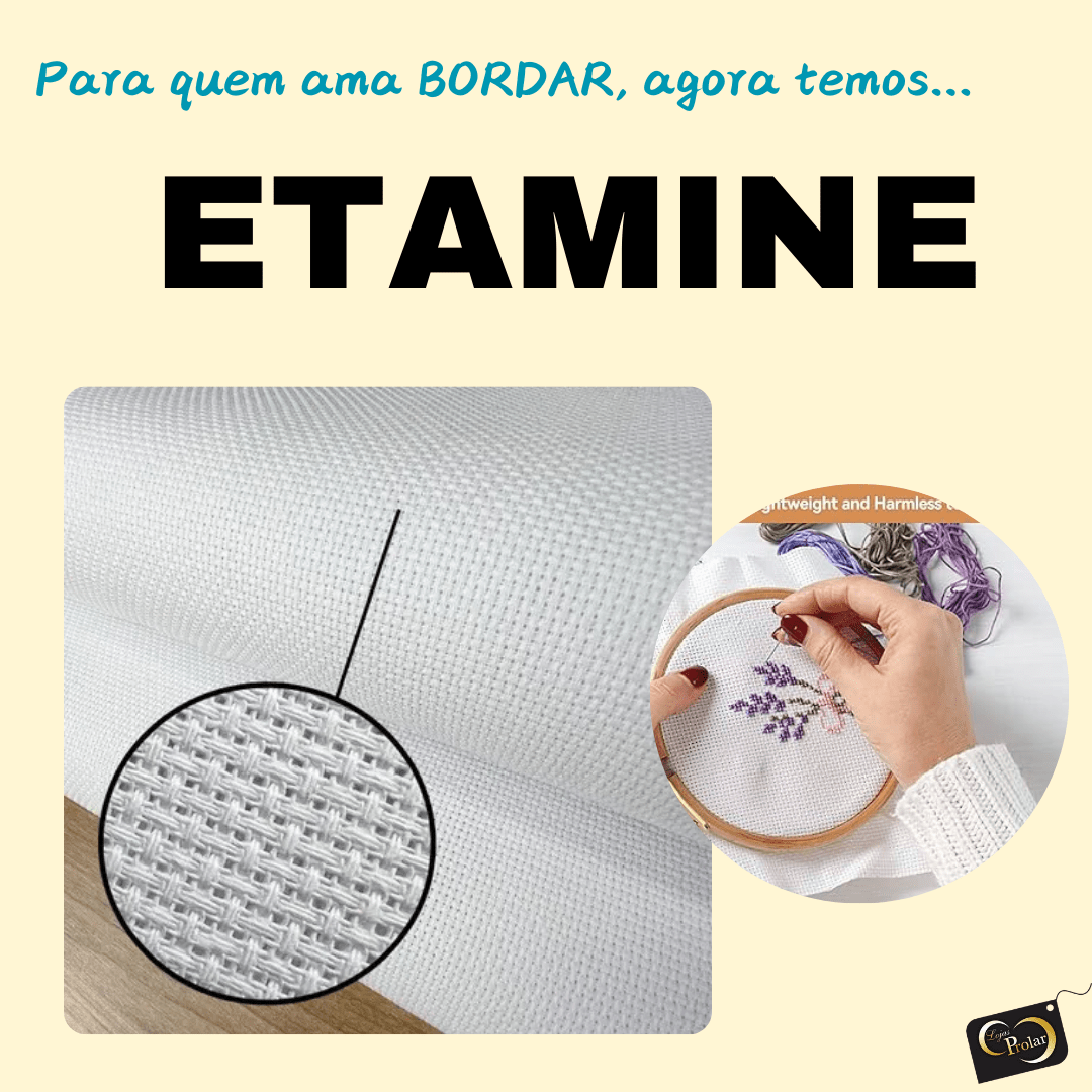 ETAMINIE PARA BORDAR BRANCO 100% ALGODÃO