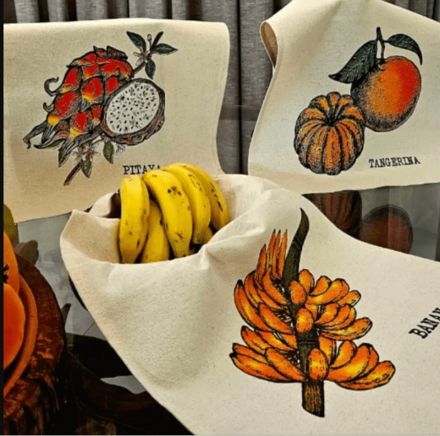 PANO DE PRATO RUSTICO ESTAMPA FRUTAS