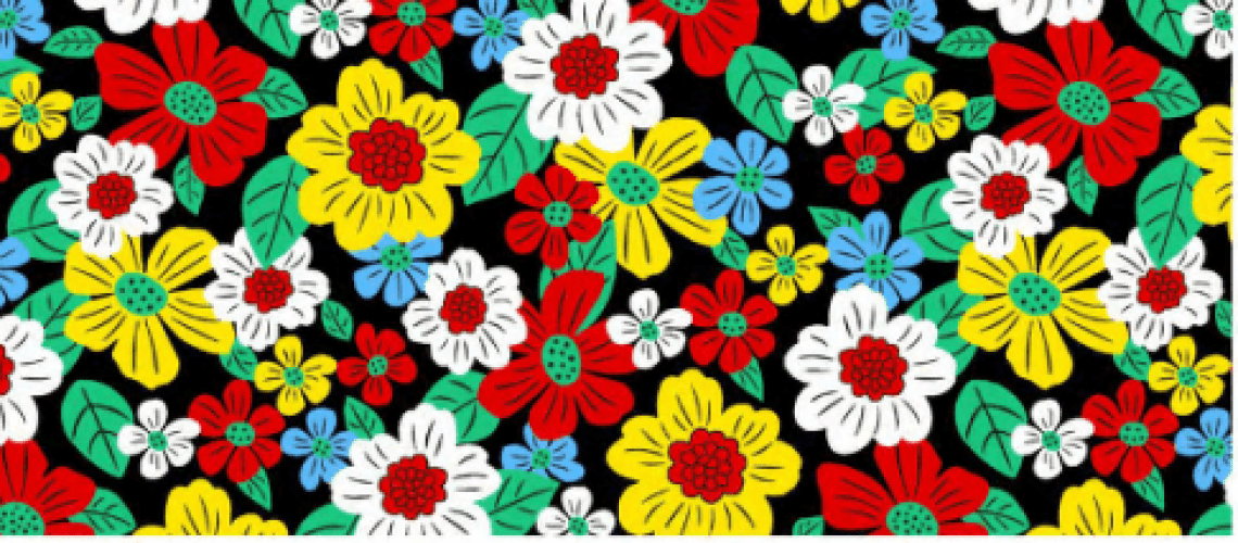 CHITA FLORES MULT COLORS FD PRETO