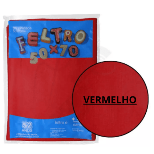 FELTRO 50X70 COR VERMELHO NOEL