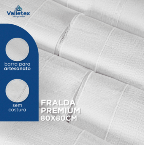 Fralda Premium com Barra Branco 80cm x80cm 