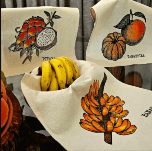 PANO DE PRATO RUSTICO ESTAMPA FRUTAS
