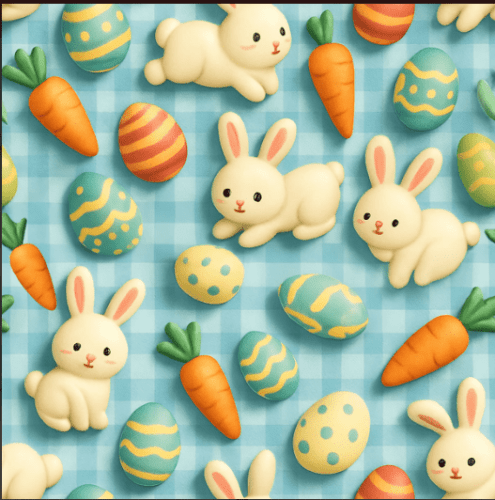 TRICOLINE PASCOA COELHOS E CENOURAS AZUL