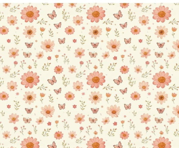 TRICOLINE FLORES E BORBOLETAS ROSA FD BRANCO