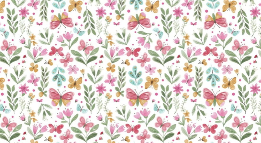 TRICOLINE FLORES E BORVOLETAS ROSA/VERDE