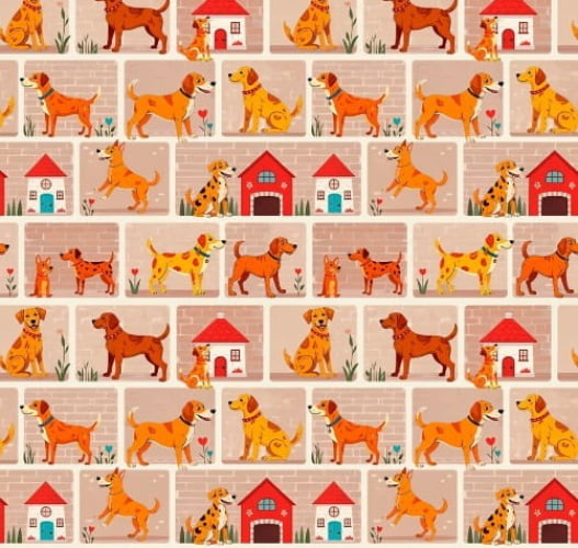 TRICOLINE FOTO DOGS MARROM/AMARELO