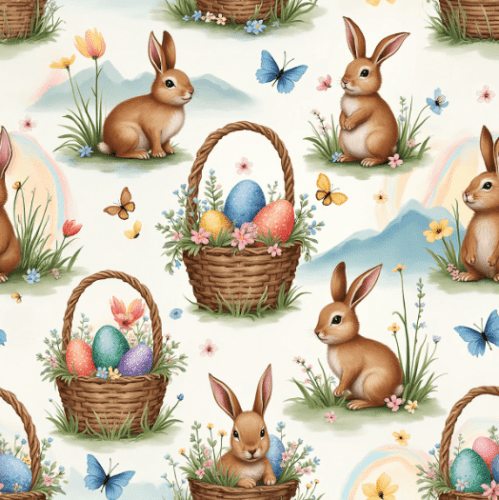 TRICOLINE PASCOA COELHOS E BORBOLETAS AZUL