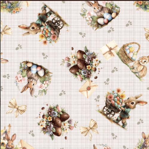 TRICOLINE PASCOA COELHOS PEGADAS FD BEGE