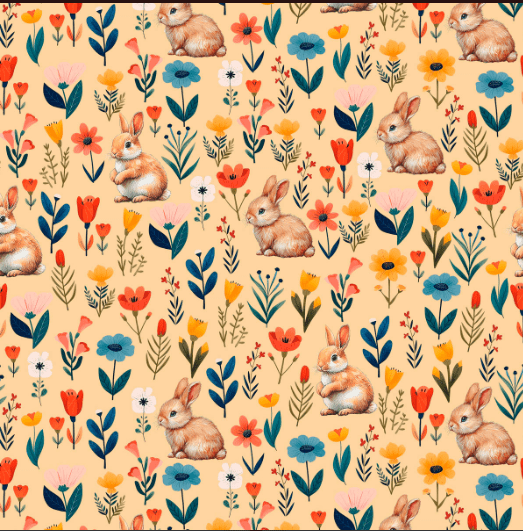 TRICOLIE PASCOA COELHOS E FLORES FD LARANJA