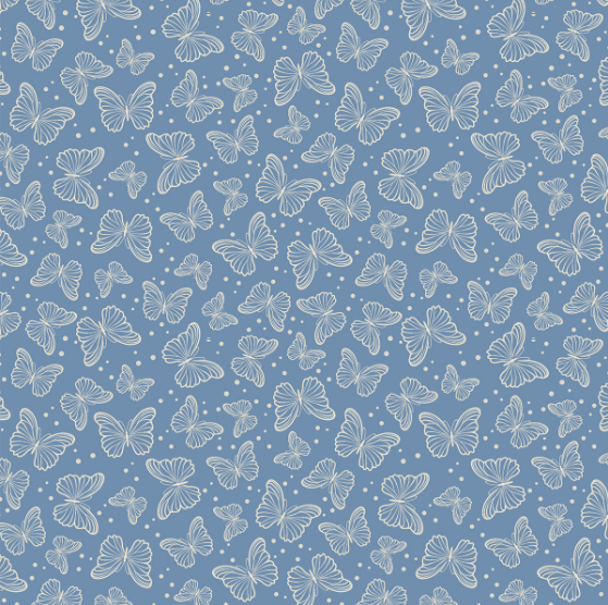 TRICOLINE BORBOLETAS FD AZUL ANTIGO