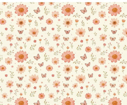 TRICOLINE FLORES E BORBOLETAS ROSA FD BRANCO