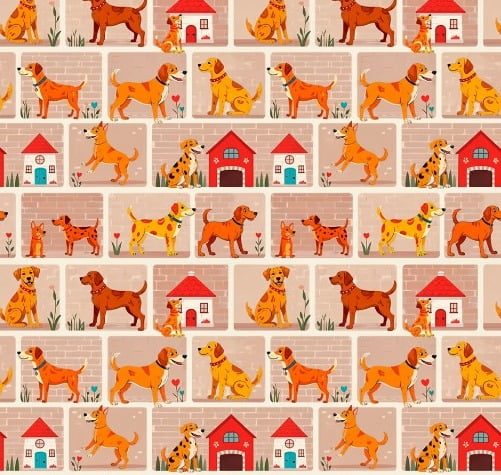 TRICOLINE FOTO DOGS MARROM/AMARELO