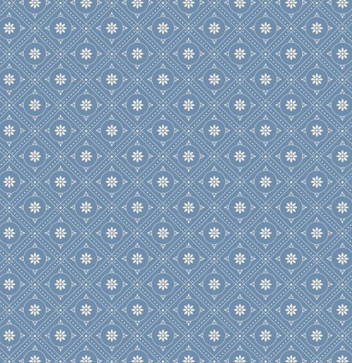 TRICOLINE GEOMETRICO FLORAL FD AZUL ANTIGO