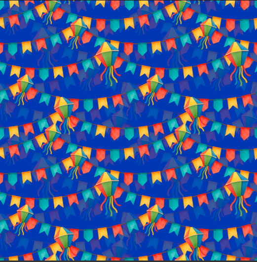 TRICOLINE JUNINO BANDEIRINHAS FD AZUL