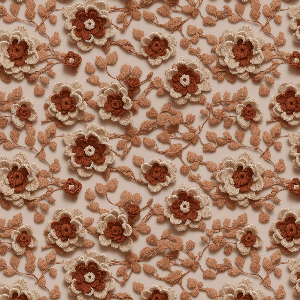 Tricoline 3D Flor de Croche fd Bege 
