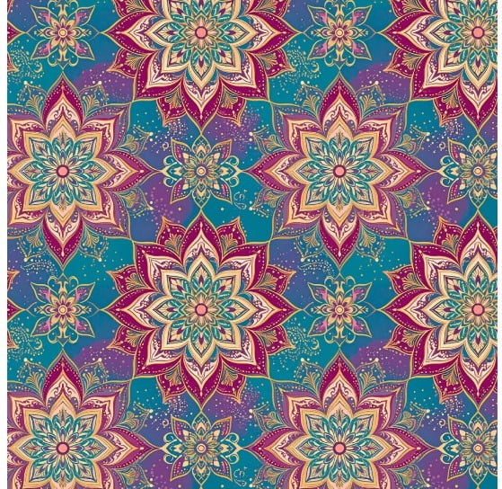 TRICOLINE DIGITAL MANDALA FLORES ROXO/VERMELHO